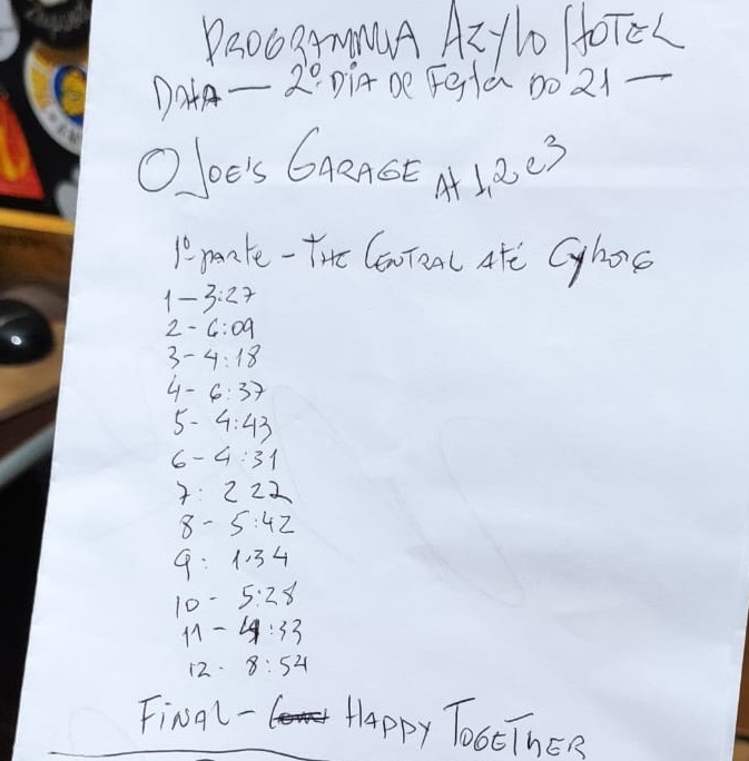 Set List Joes Garage parte 1_23-01-2021